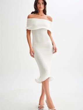 Meshki | Dresses | Meshki Genie Diamante Halter Midi Dress Nude | Poshmark